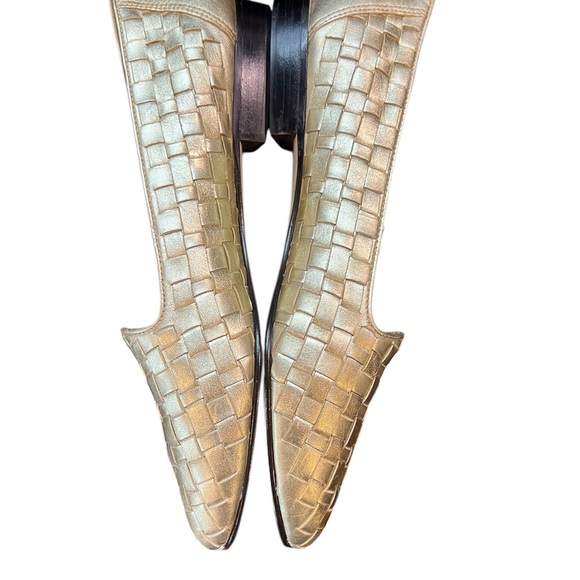 Vintage Enzo Angiolini Genius II Gold Woven Leather Women's Loafers 9M - Picture 3 of 7